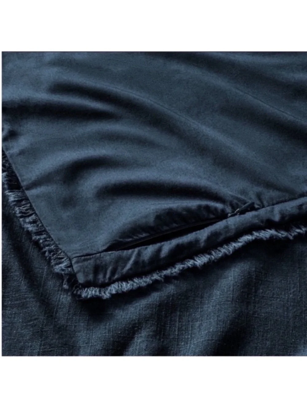NWT Full/Queen Heavyweight Linen Blend Comforter and Sham Set Dark Mineral Blue